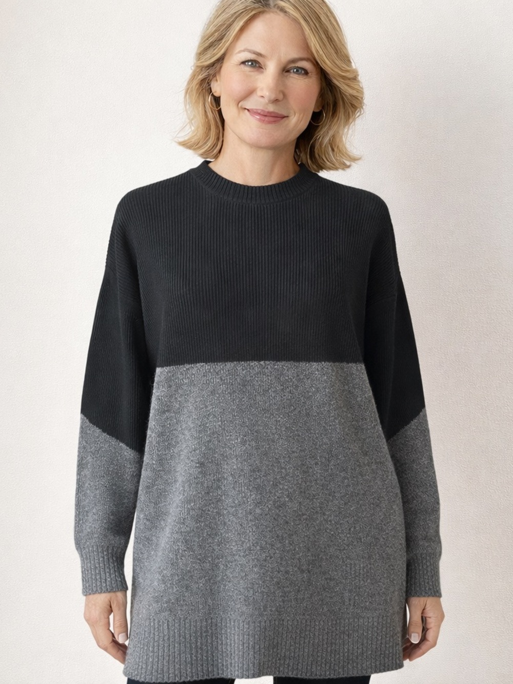 Lululemon Restful Intention Sweater Dress Women's L Black Gray Colorblock